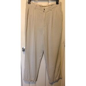 Tommy Bahama Relax Pants Men's 34 x 30 Ivory 100% Silk Vintage Pleated